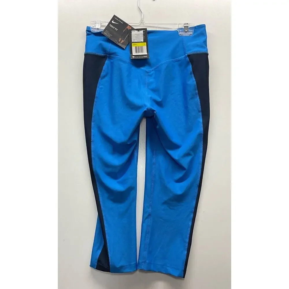 Nike Dri Fit Training Tight Fit Woman’s Size Small Blue Leggings With Stripe New